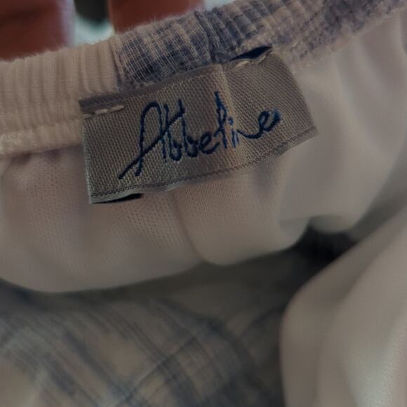 Abbeline Off the Shoulder Gauzy Plaid Cropped Top Sz Small - Picture 7 of 7